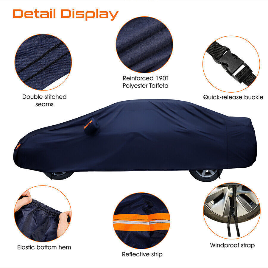 Full Car Cover Waterproof All Weather Protection Anti-UV Rain Snow Anti Scratch