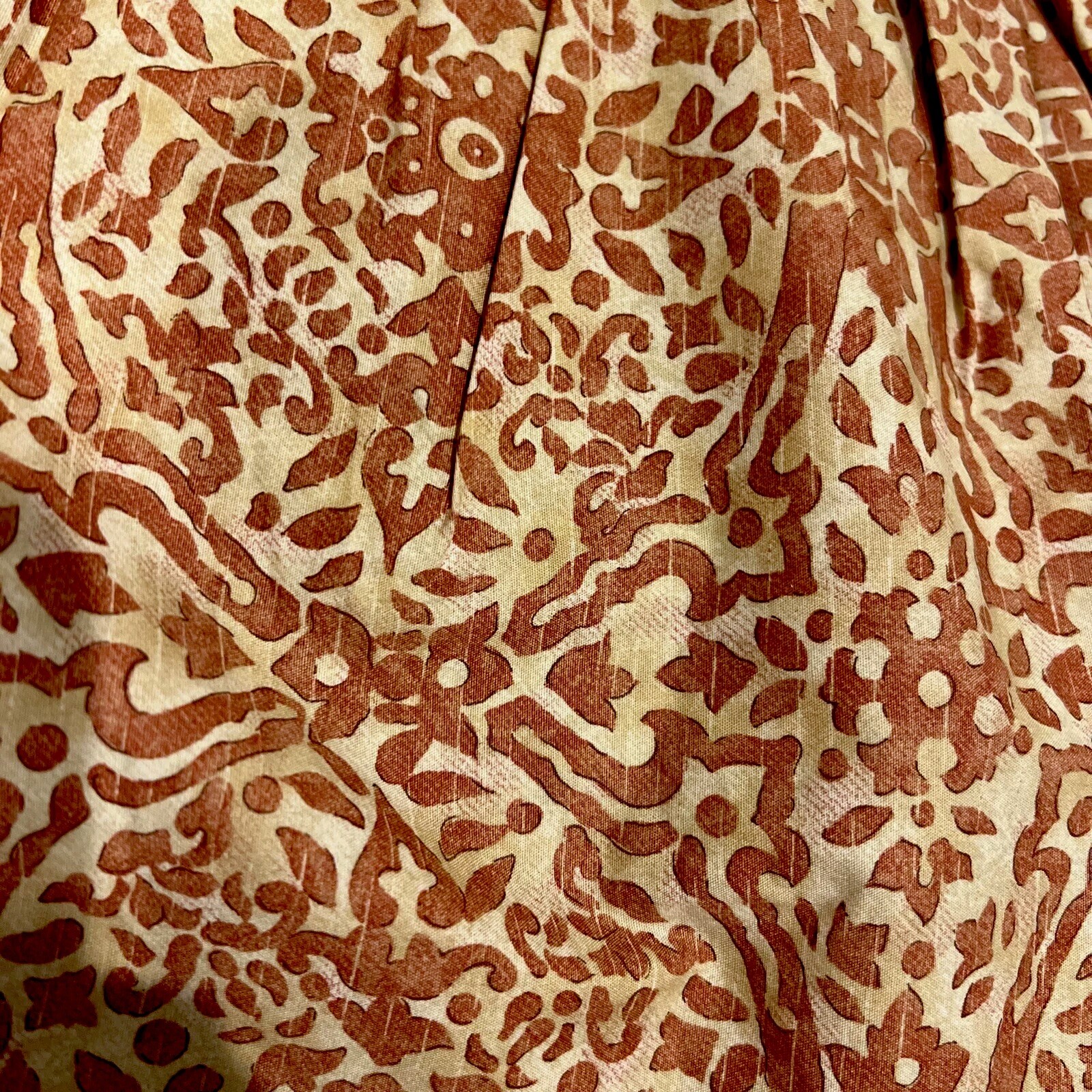 Ralph Lauren San Luca Scroll Queen Bed Skirt 14" Drop Dust Ruffle Terracotta Vtg