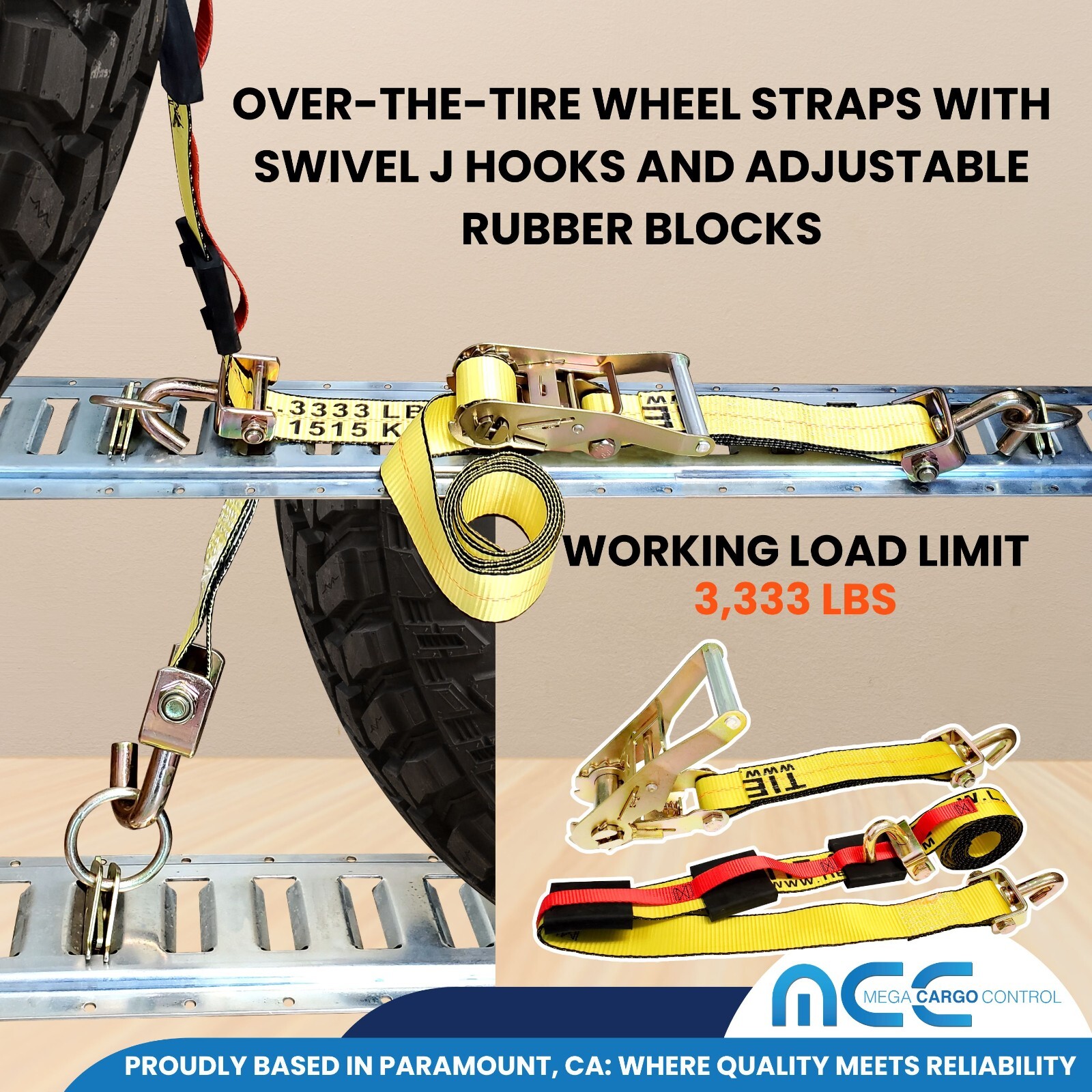 12 Pack 2" x10' Over The Tire Car Hauler Ratchet Tie Down Strap w/ Swivel J Hook