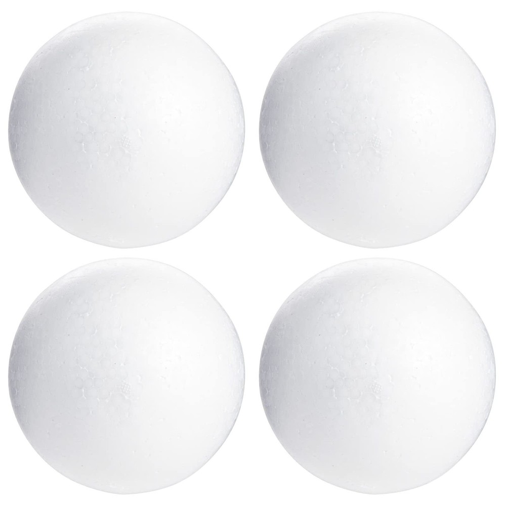 4-Pack Solid Foam Balls for Crafts 5 Inch White Polystyrene Spheres