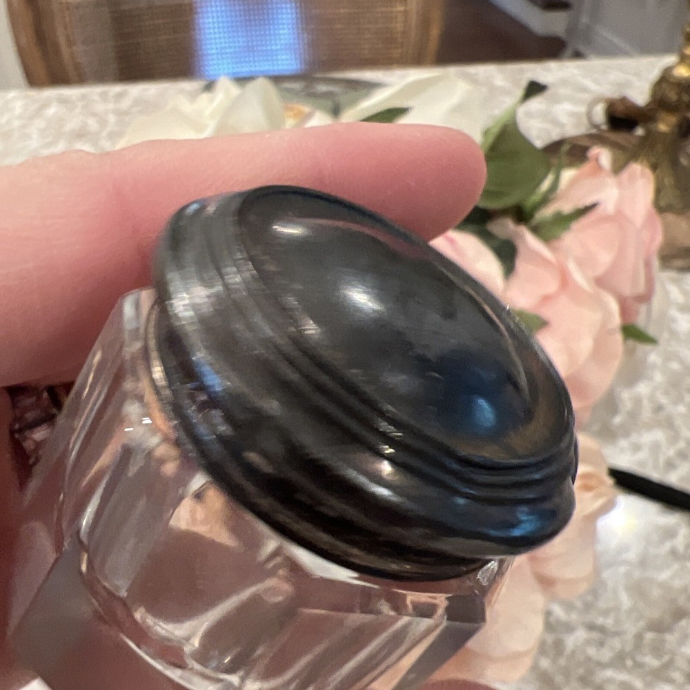 Sterling Silver Trinket Box Glass Victorian 925 Vanity Box Pull Box