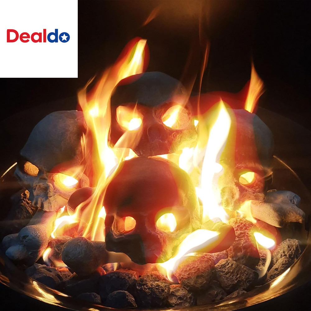 9 Pcs Ceramic Skulls for Fire Pit, Durable Reusable Fireproof Fire Pit Skull Log