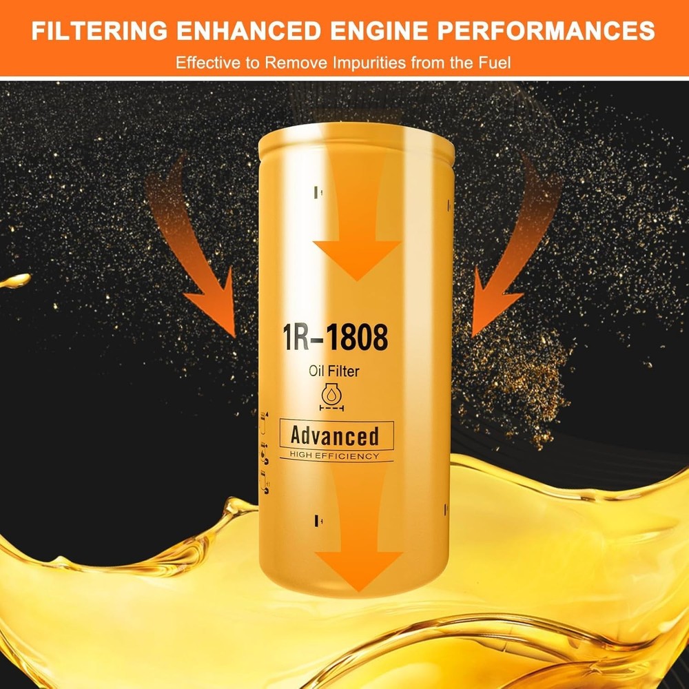 1R-1808, Engine Oil Filter, Shtlyh, Compatible with Caterpillar