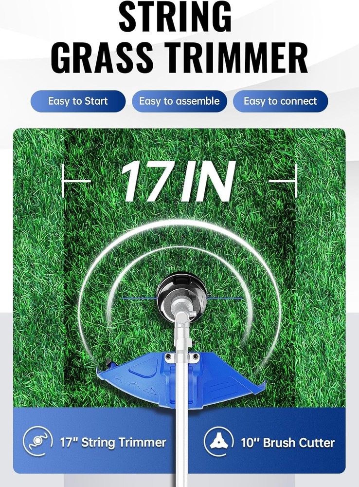 Multi-Function 26cc Gas Weed Wacker - Lightweight 19.1 lbs with Shoulder Strap