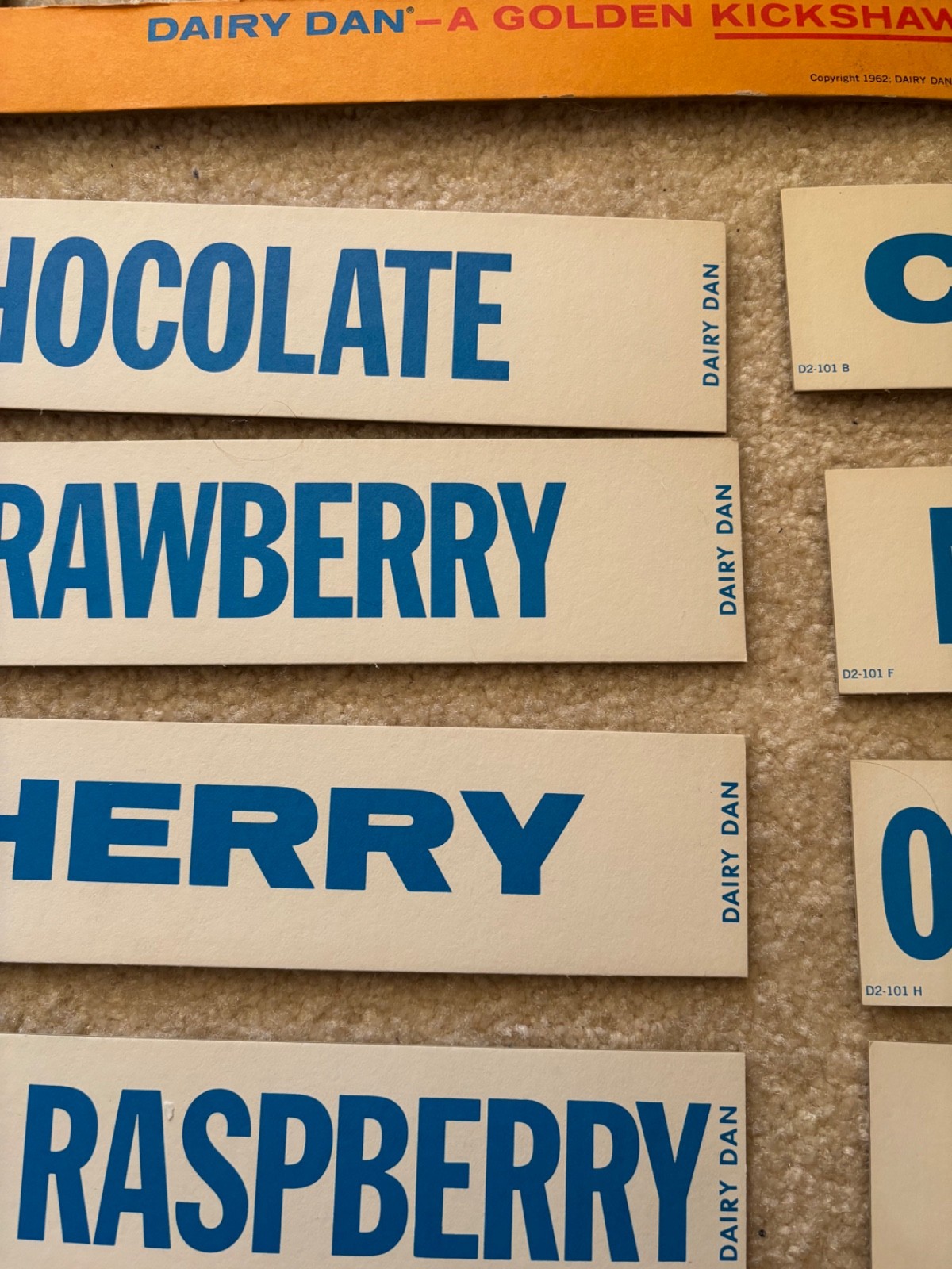 1962 Vintage Dairy Dan Inc. Ice Cream, Daily Flavor Menu Board