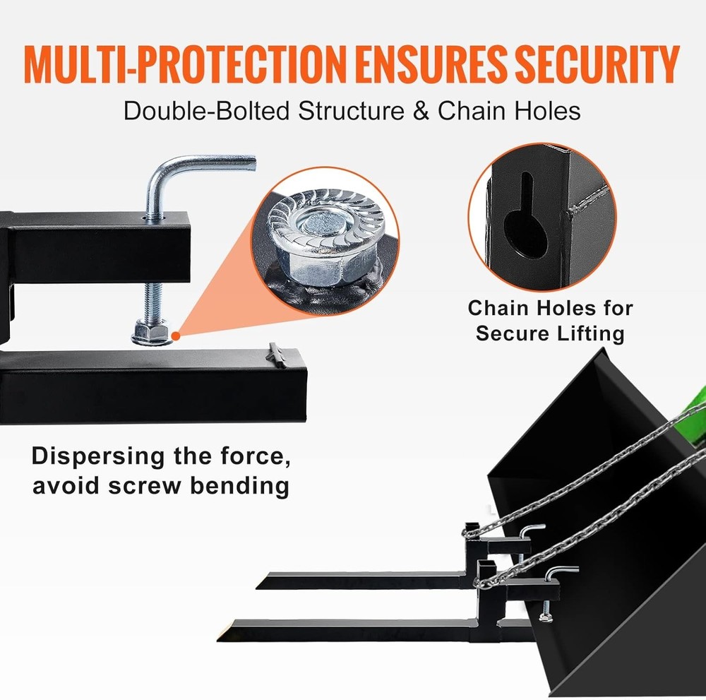 Efficient 2000lbs Capacity Forks for Tractor & Skid Steer | Easy Installation