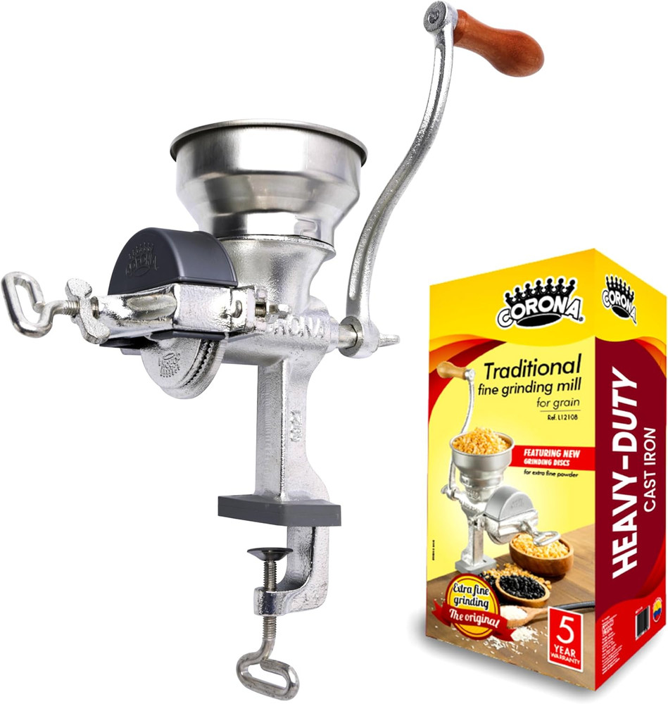 Corn Grinder w/ Low Hopper, Grain Mill, Manual Grinder for Corn, Rice, Soybeans