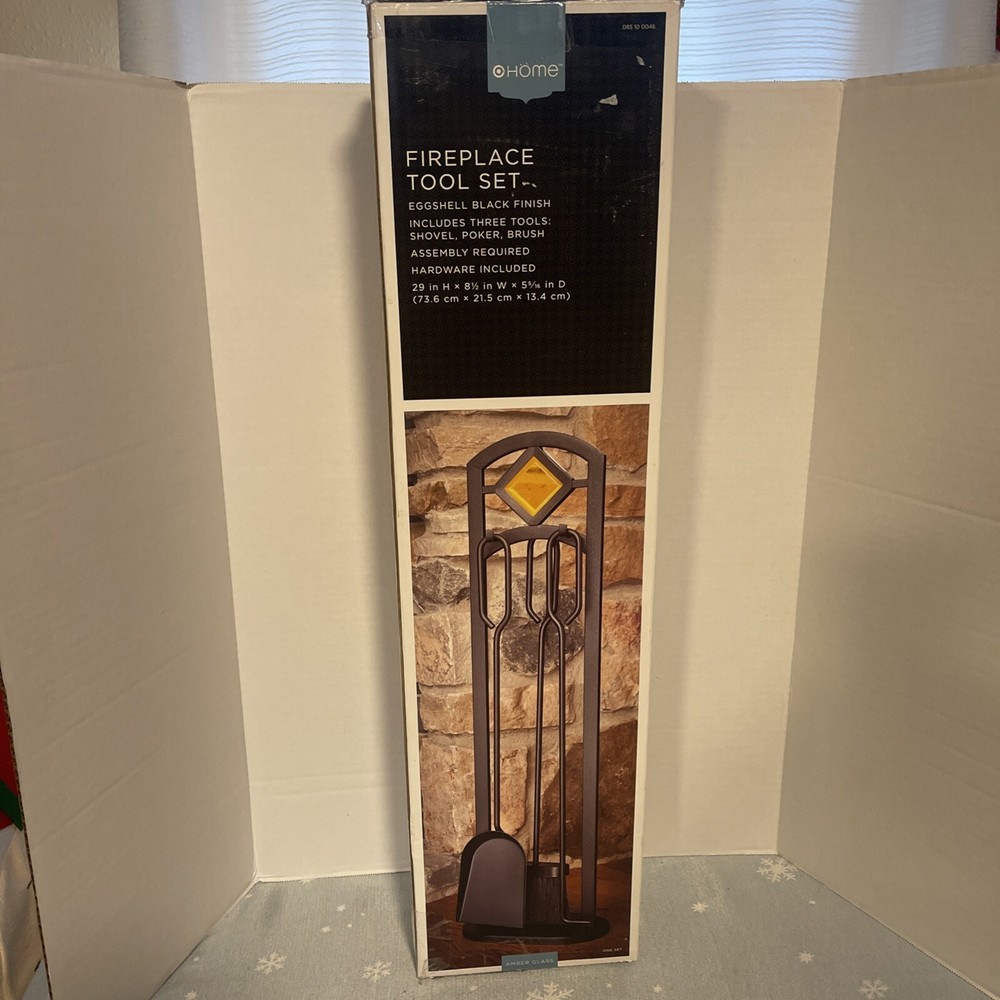 Fireplace Tool Set ,Eggshell Black Finish,includes Three Tools:shovel poker brus