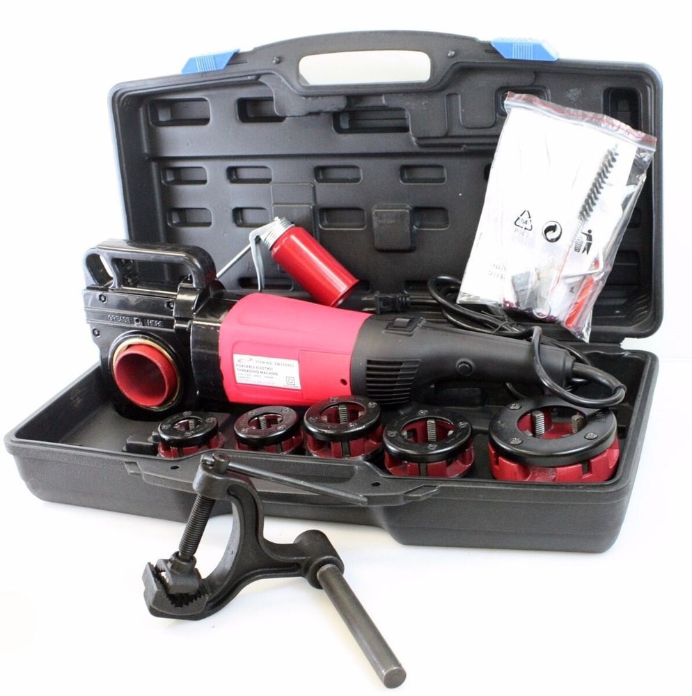 2000W Handheld Electric Pipe Threader Reversible Threading Machine w/6 NPT Dies
