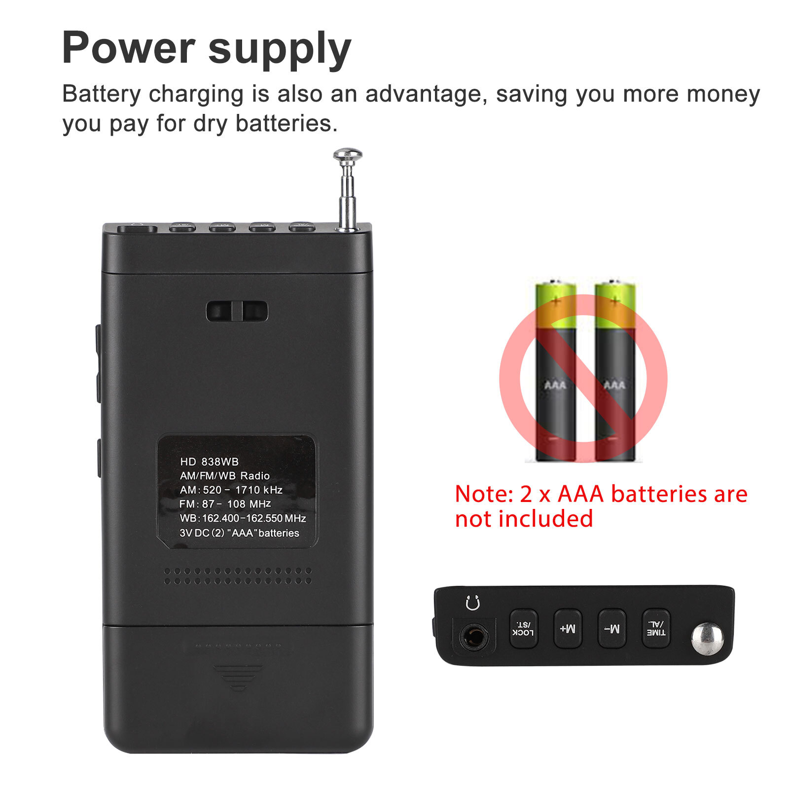 Pocket AM FM Radio Auto-Search NOAA Emergency Receiver Battery Operated Portable