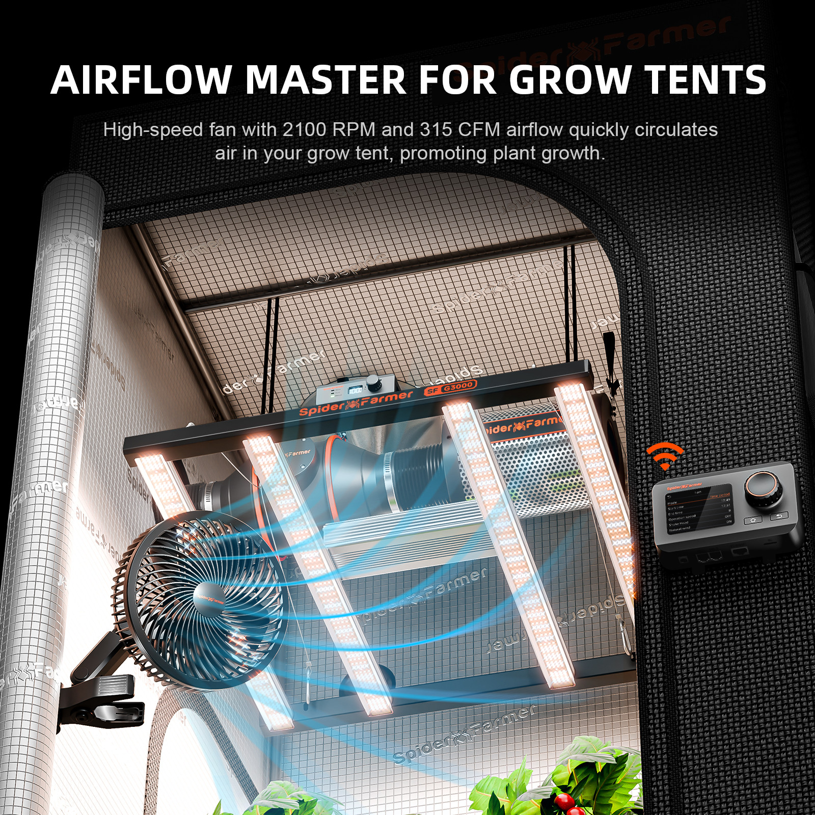 Spider Farmer 6-Inch Grow Tent Fan with Smart App Control