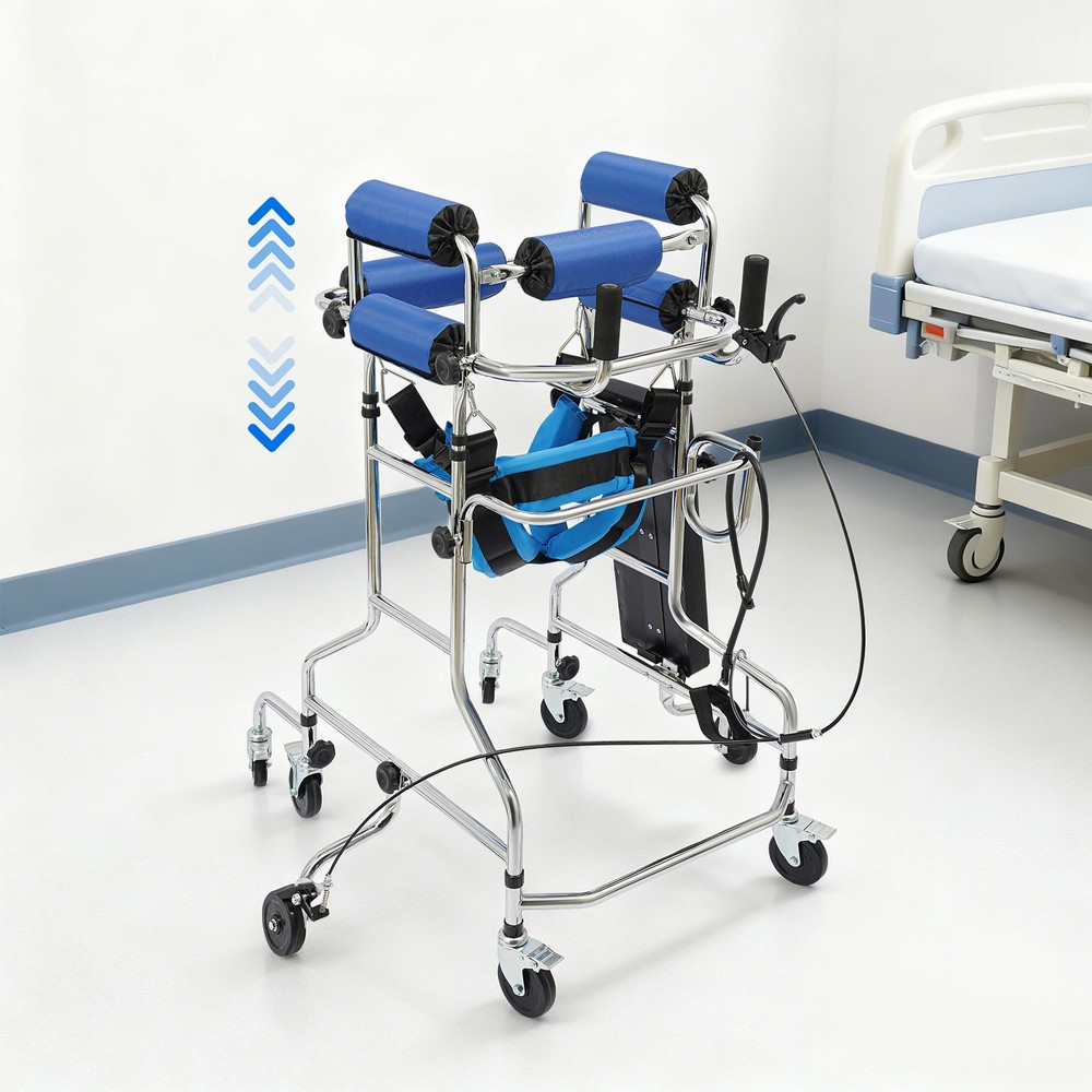 Adult Standing Walker, 8-Wheels Walking Aid with Adjustable Height and Width