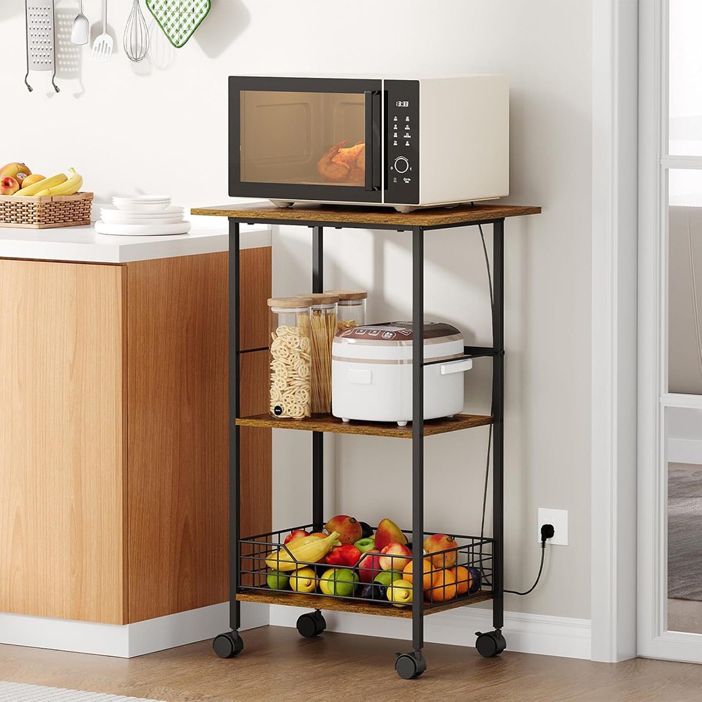 New Storage Shelf Kitchen Rolling Cart W/ Wheels & Baskets Mobile Rack US