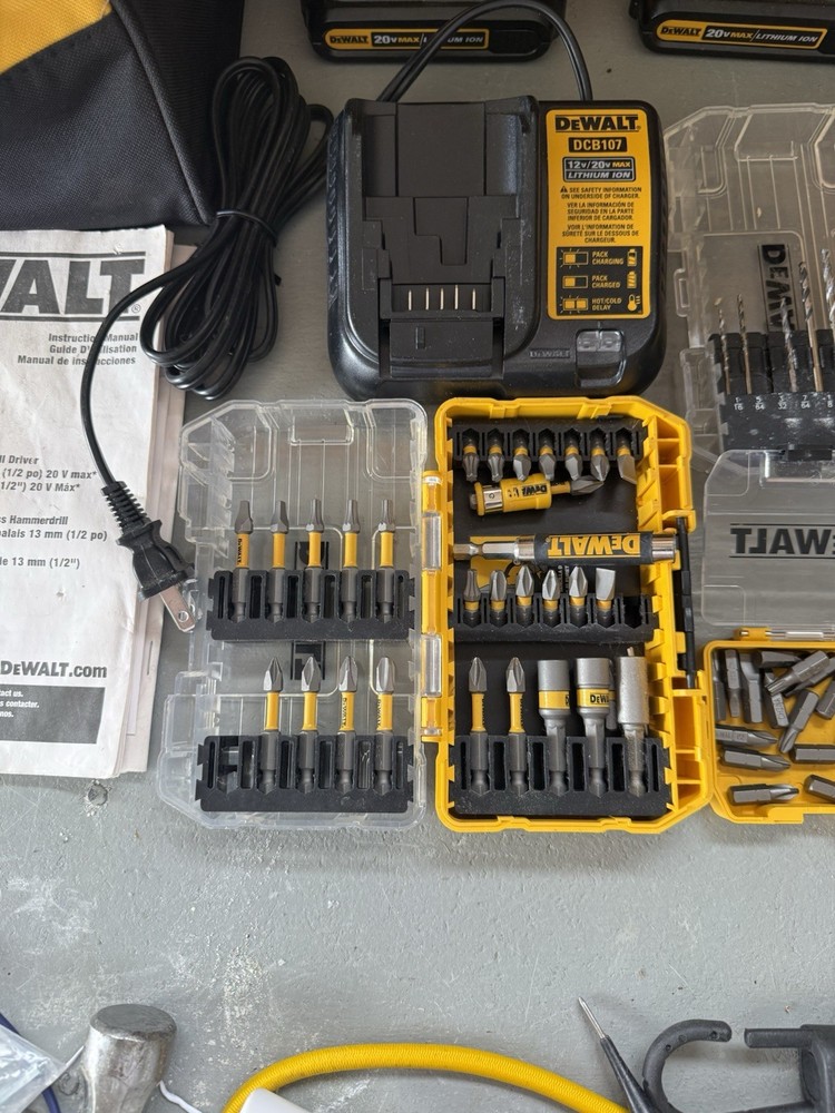 DEWALT 20V MAX Brushless Combo Kit DCD708 DCF809 2 Batteries Li-Ion