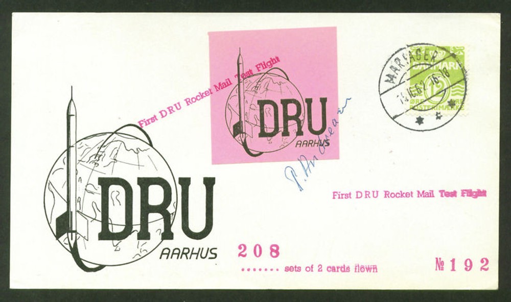 1962 DENMARK rocket mail card - first DRU flight - EZ 1C2