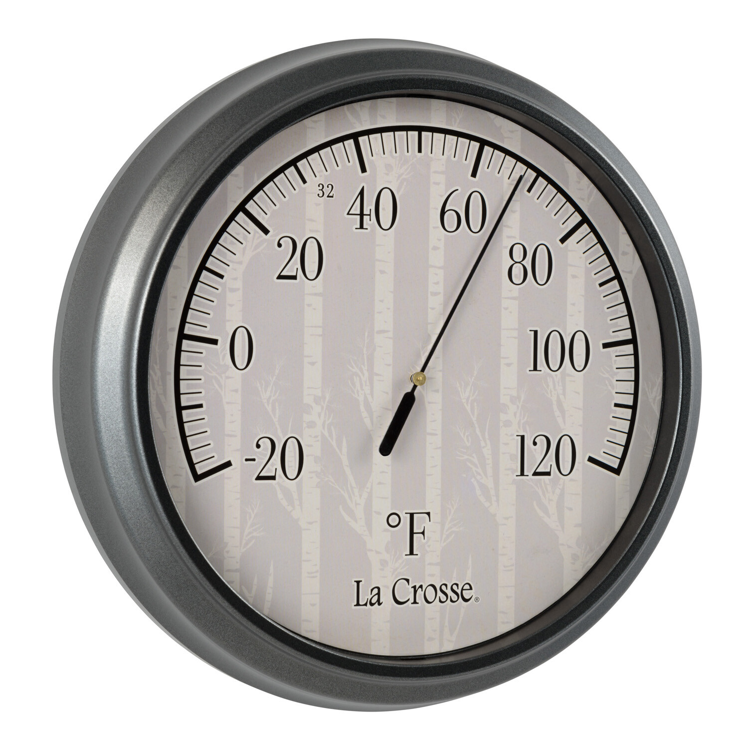 104-108B La Crosse 8" Round Indoor/Outdoor Thermometer with Birch Tree Dial