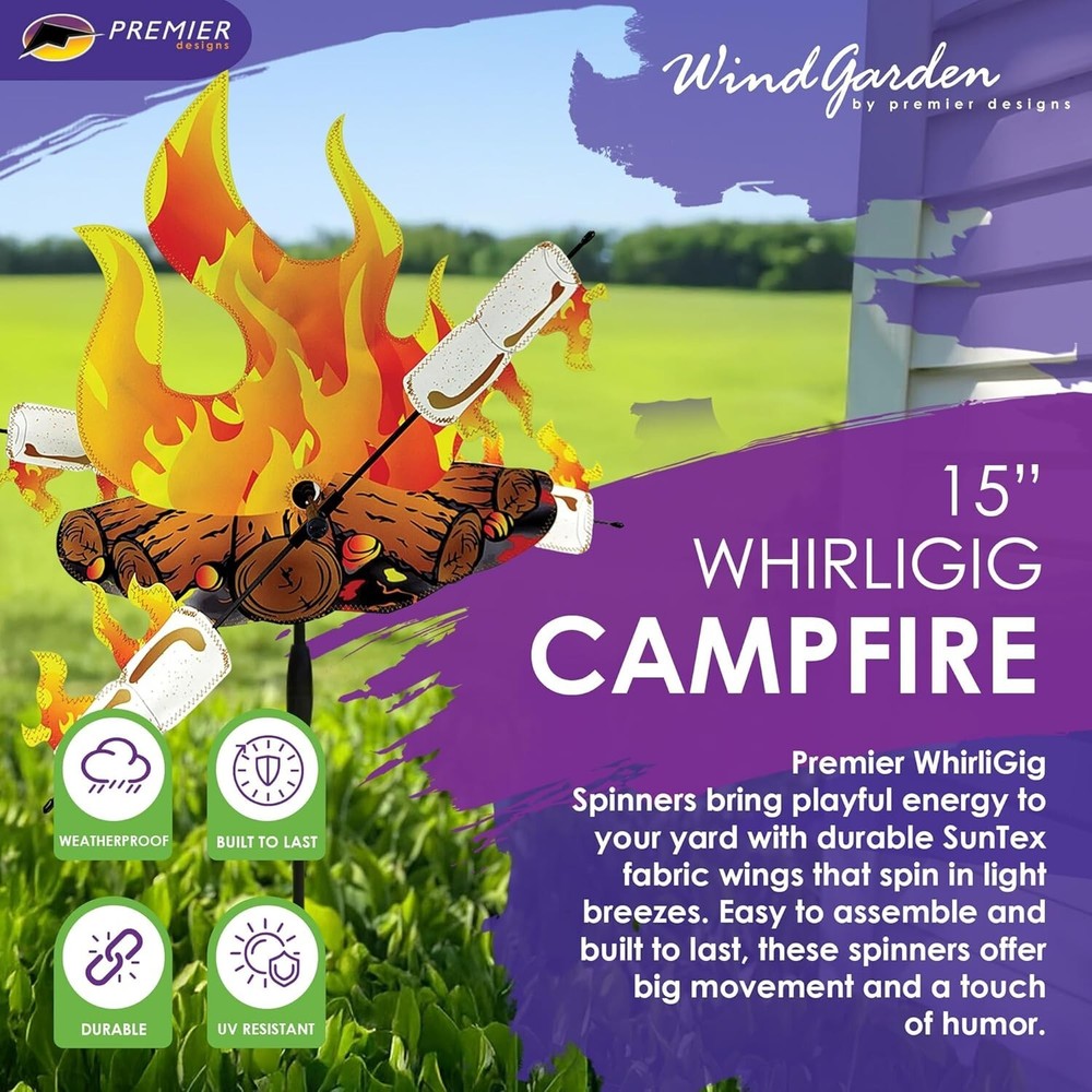 Campfire Marshmallows Whirligig Wind Spinner 16.5"