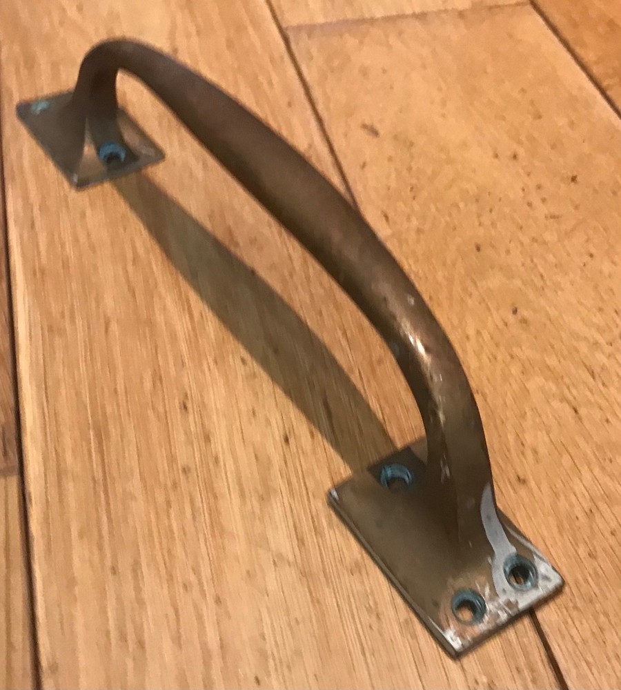 Vintage solid brass pull handle 10” Long (255mm Long) Approx (DR)