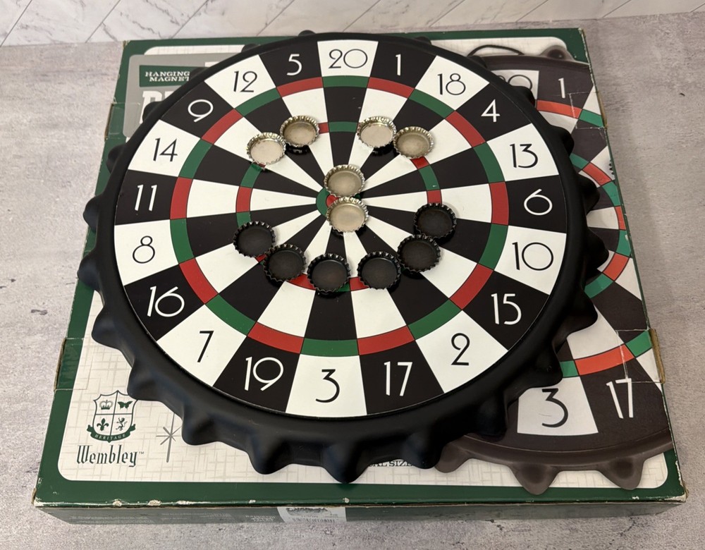 Wembley Bottle Cap Dartboard Wall Mount Game - In Box