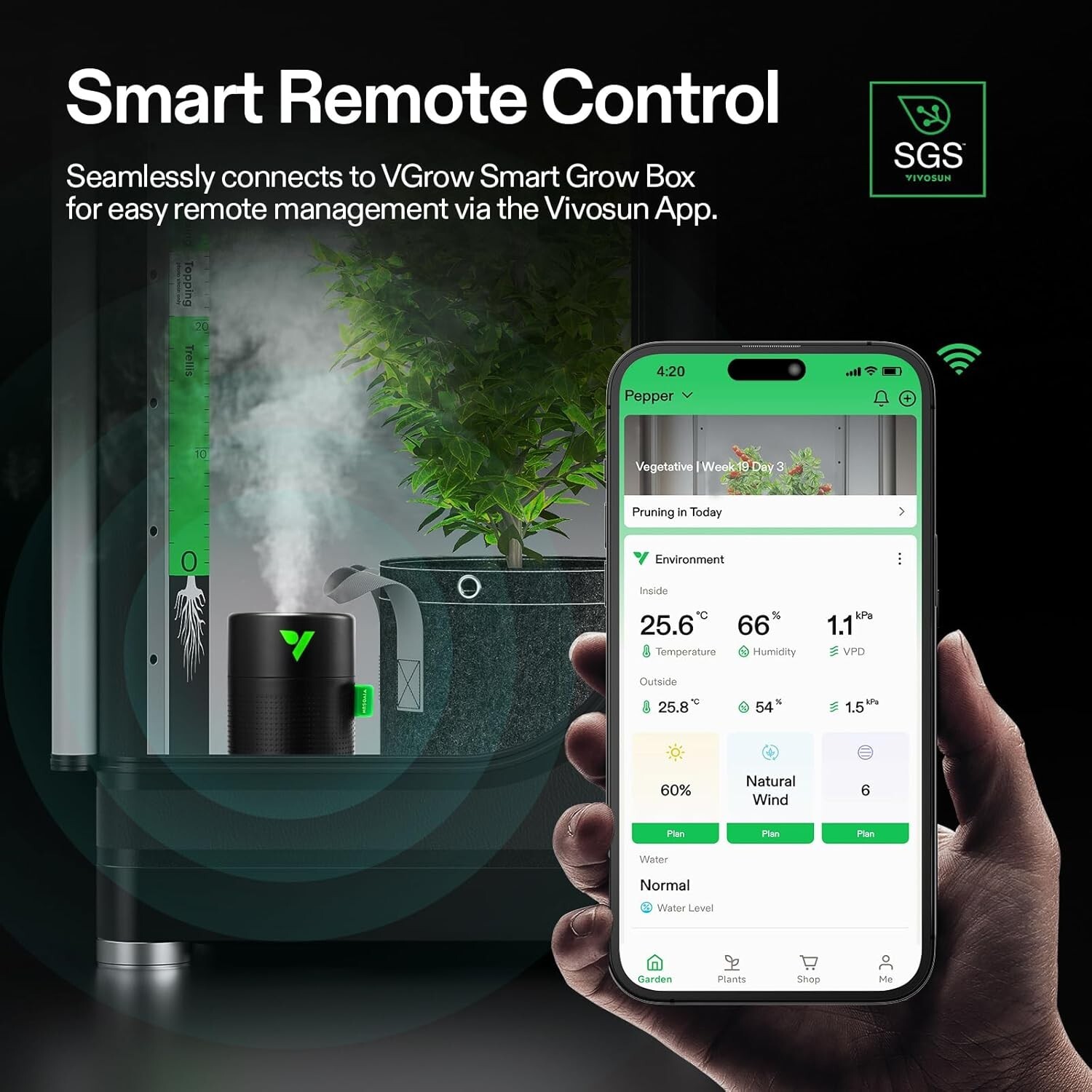 VIVOSUN AeroStream,750ML/5 L/9L /19L Humidifier,Smart Wi-Fi Remote Control