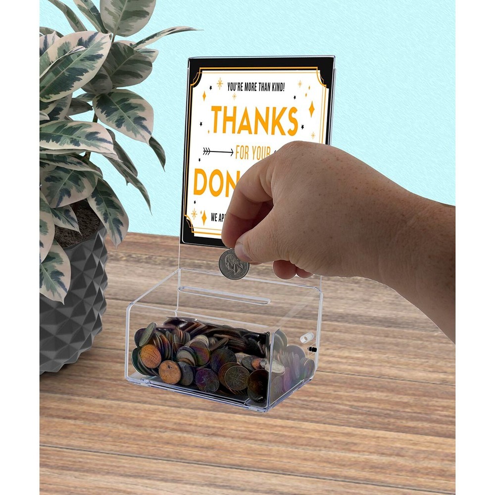 5"W Small Locking Ballot Box with Sign Holder