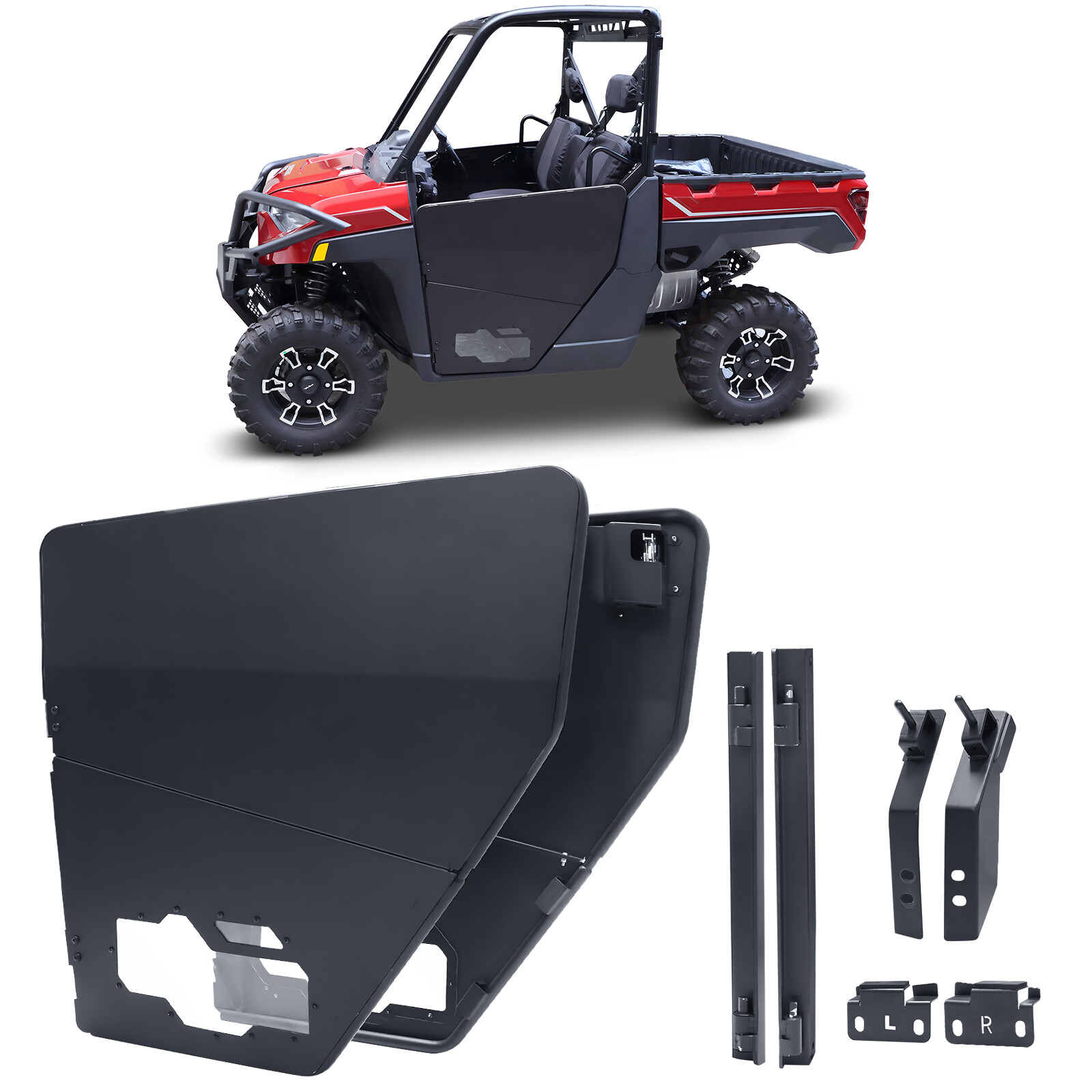 2pc Ranger Aluminum Doors w/Clear PC Window for Polaris Ranger XP 1000 2018-2025