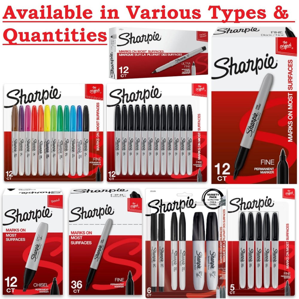 Sharpie Permanent Markers, Quick-Drying, Available in Various Types & Quantities