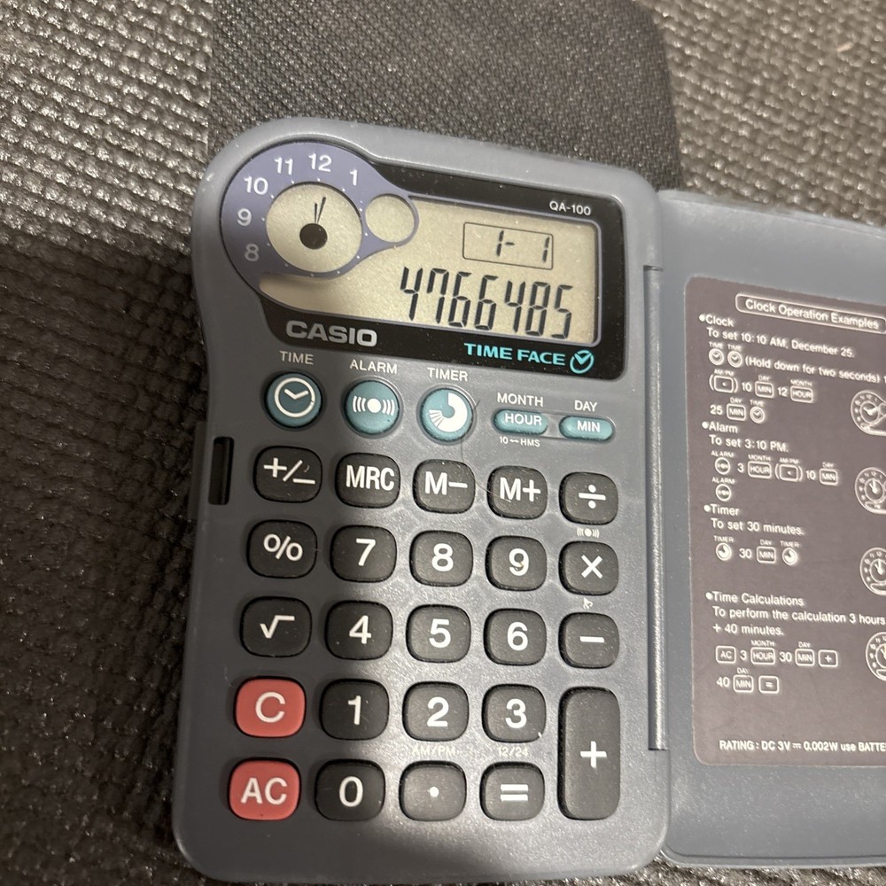 Casio Time Face QA-100 Calculator, Time, Alarm,Timer , Good Condition .