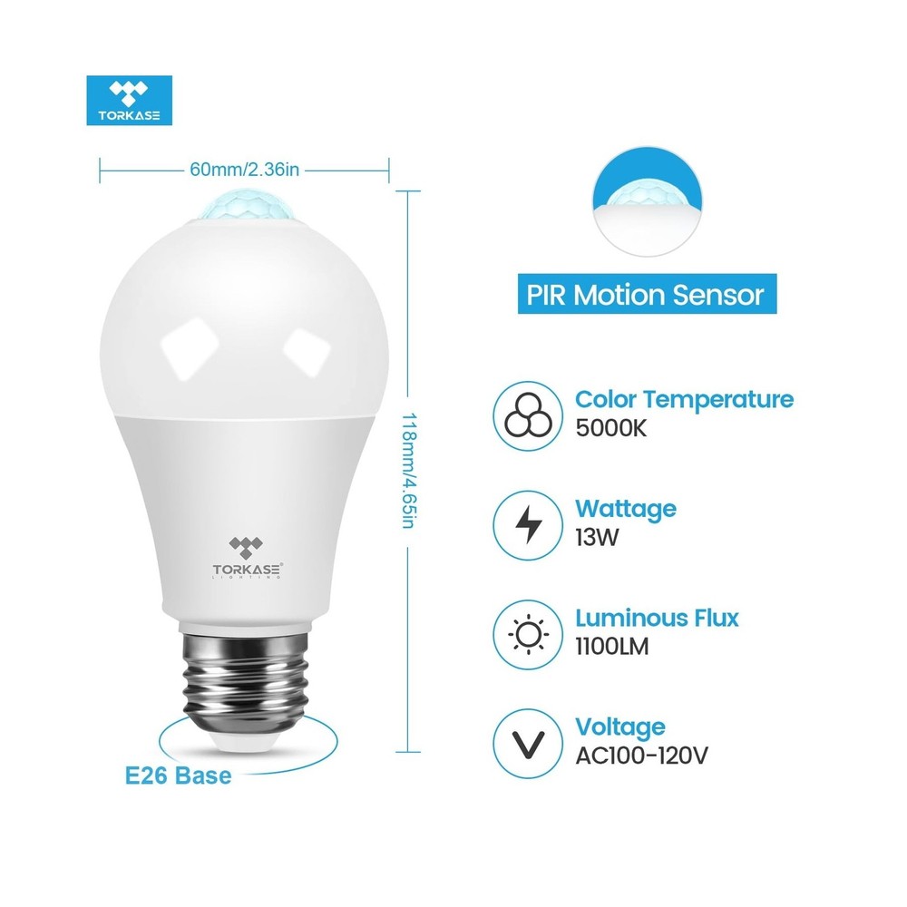 Motion Sensor Light Bulbs, 13W (100Watt Equivalent), Motion Activated Dusk to...