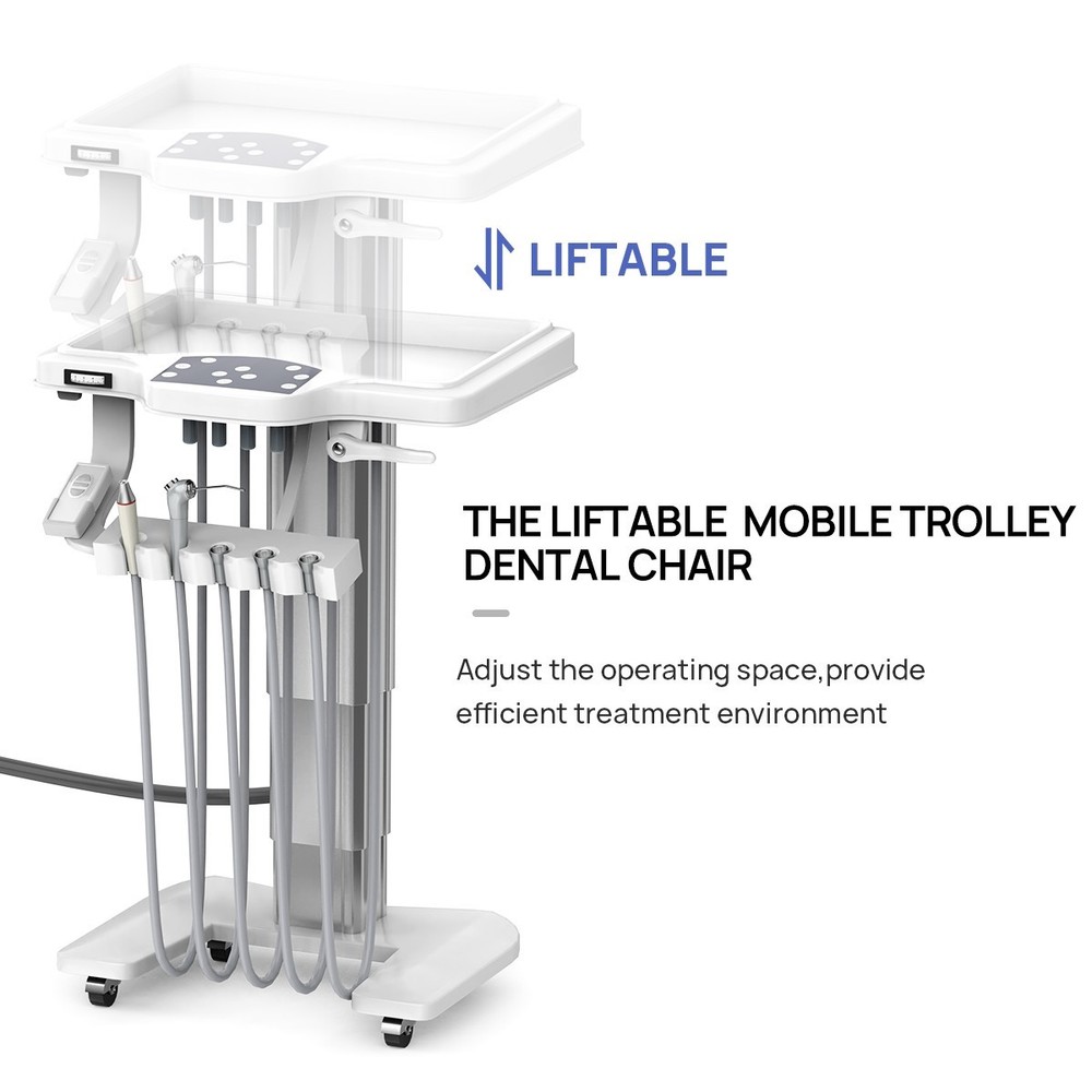Dental Unit Chair Computer Controlled Doctor's Stool + Liftable Mobile Trolley