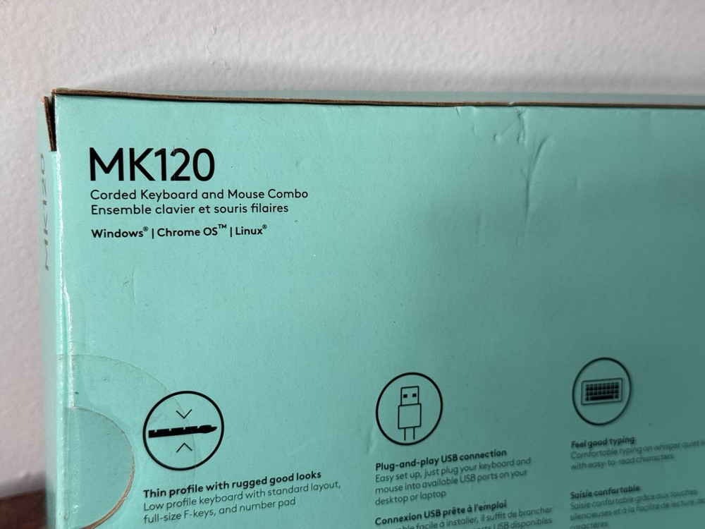 NEW Logitech Desktop MK120 USB Wired Mouse & Keyboard Combo Comfortable PC & Mac