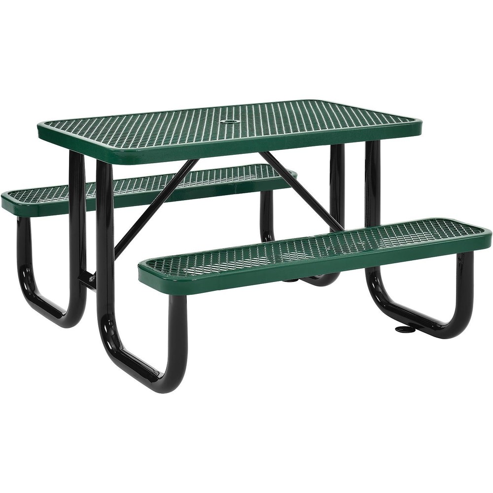4' Rectangular Expanded Metal Picnic Table 48"L x 62"W Green