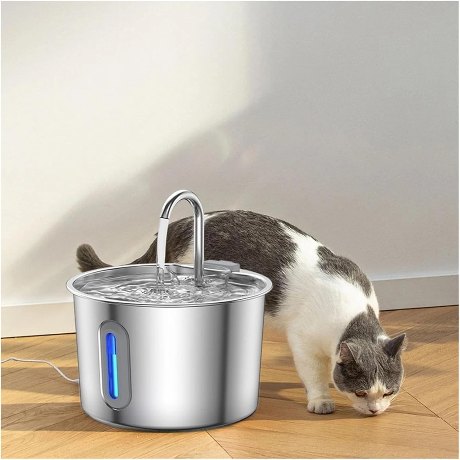 Automatic Cat Water Fountain, 2.2L/75oz Stainless Steel Pet Drinking Dispenser