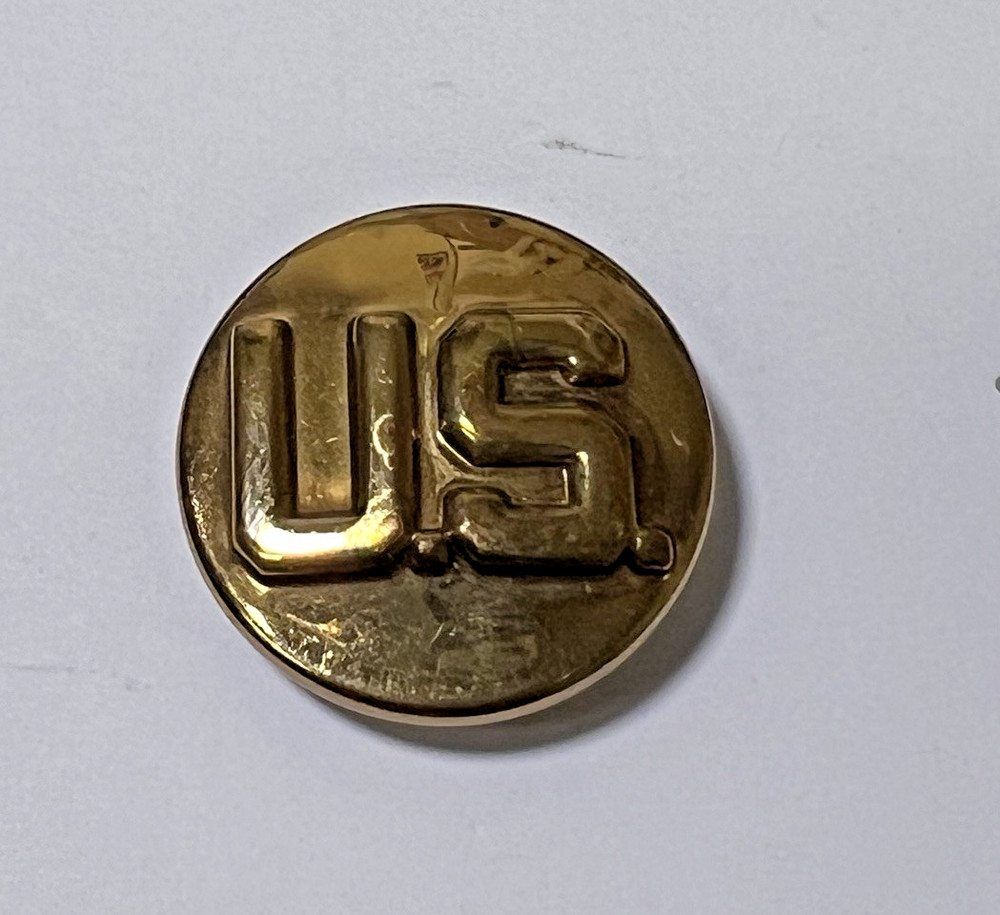 Single US Brass Collar Device Hollow Back 1" Pin Back