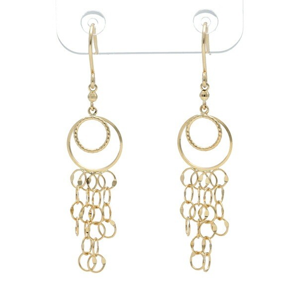 K18 18K Gold Ring Dangle Hook Earrings (Pair)