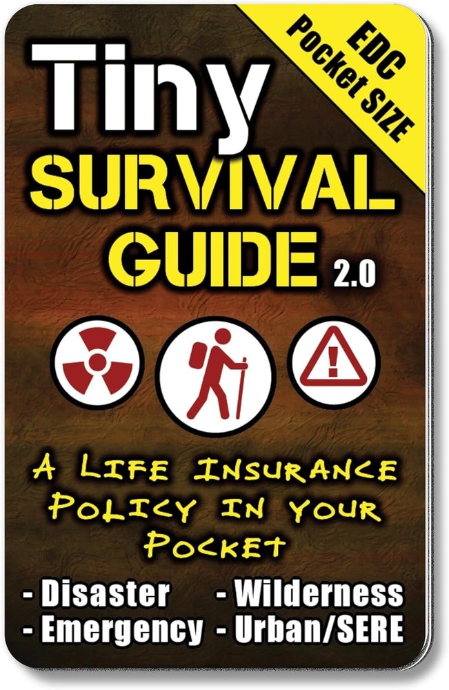 Tiny Survival Guide | Waterproof EDC Pocket Emergency Handbook Bug Out Bag
