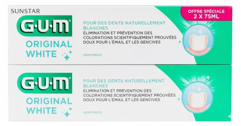 2 PACK Sunstar GUM ORIGINAL White Toothpaste 75ml EXP 07/2027