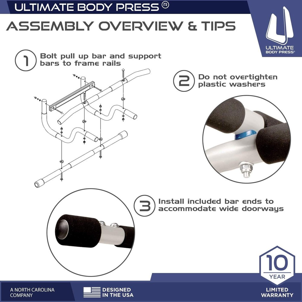 XL Doorway Mount Pull Up bar with Elevated bar & Adjustable Width Pull-Up Bars