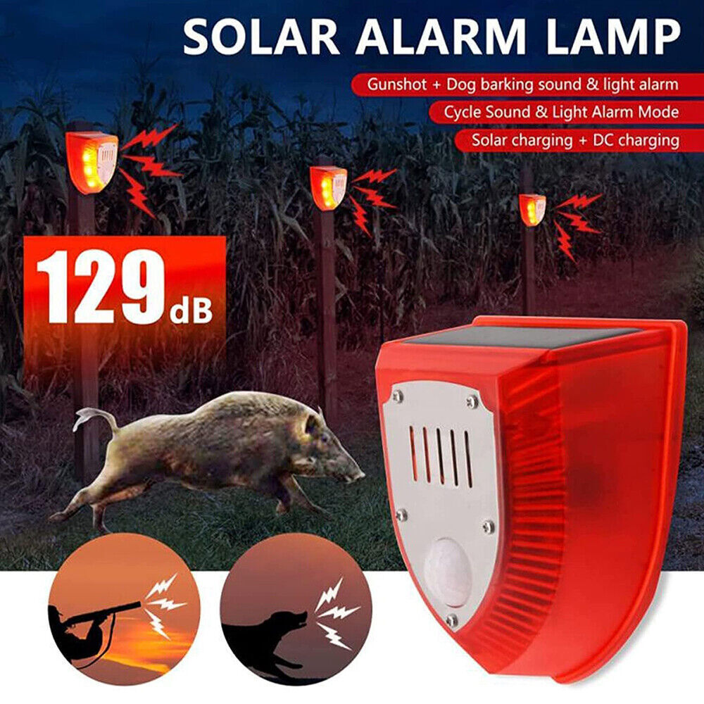 Solar Alarm LED Light Solar Strobe Light Wireless Motion Sensor Detector Outdoor