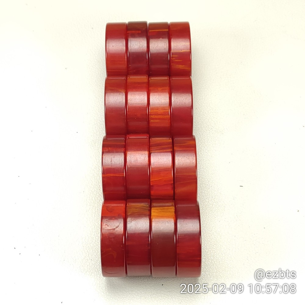 16 Bakelite Catalin Backgammon chips Dark Cherry Red Cream Translucent swirl 28m