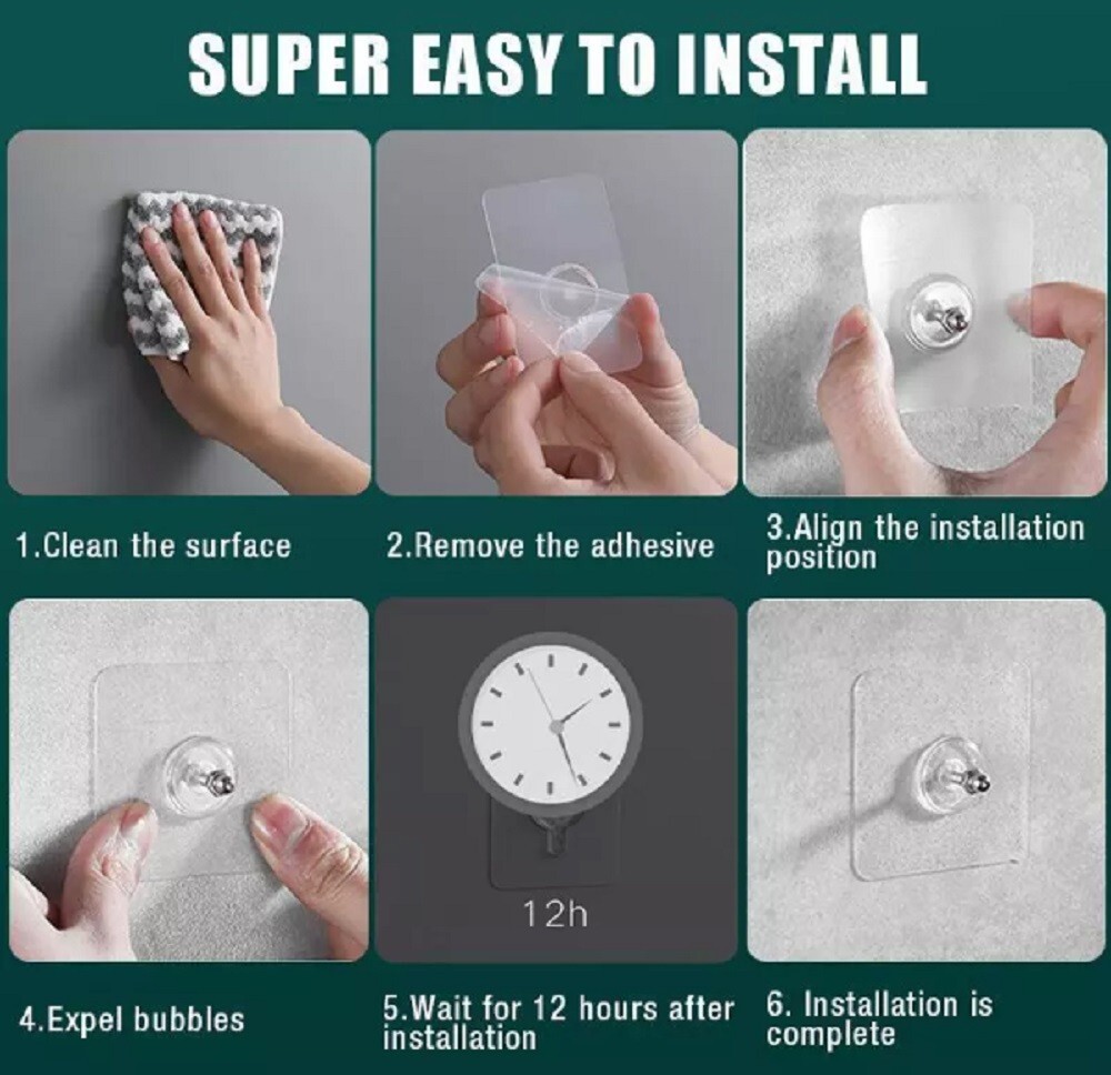 30-Pack Seamless Self-Adhesive Hanging Hooks-Punch-Free Nail and Screw Stickers