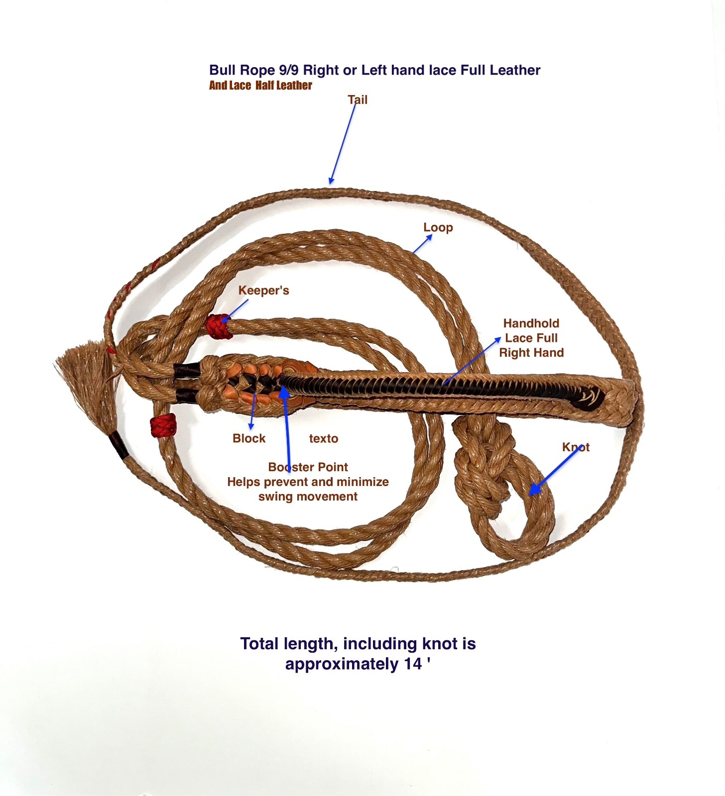 Bull rope 9/5 Right hand bull riding gear rodeo equipment