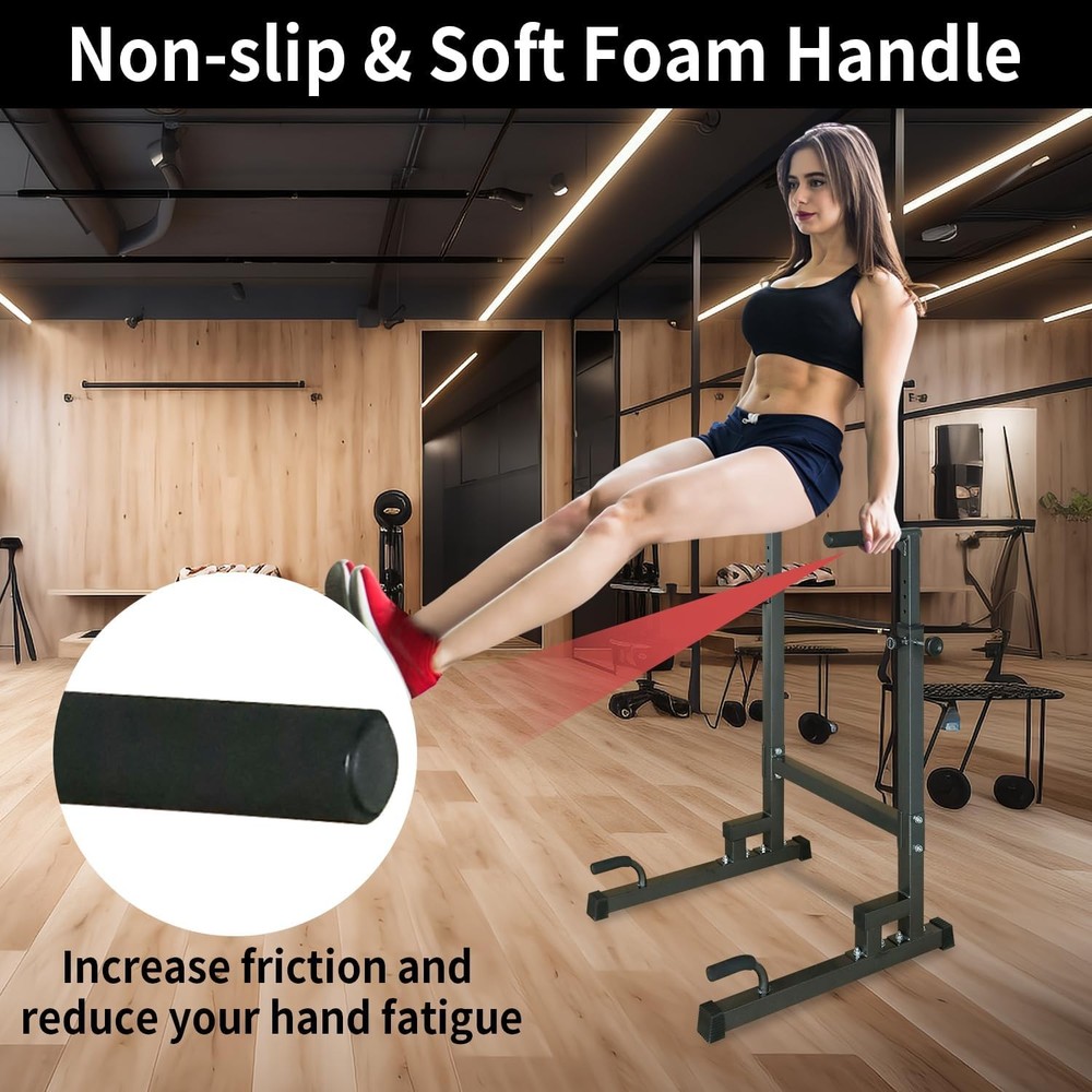 Multifunction Dip Station Pull Up Bar Fullbody Adjustable Height Dip Bar Station