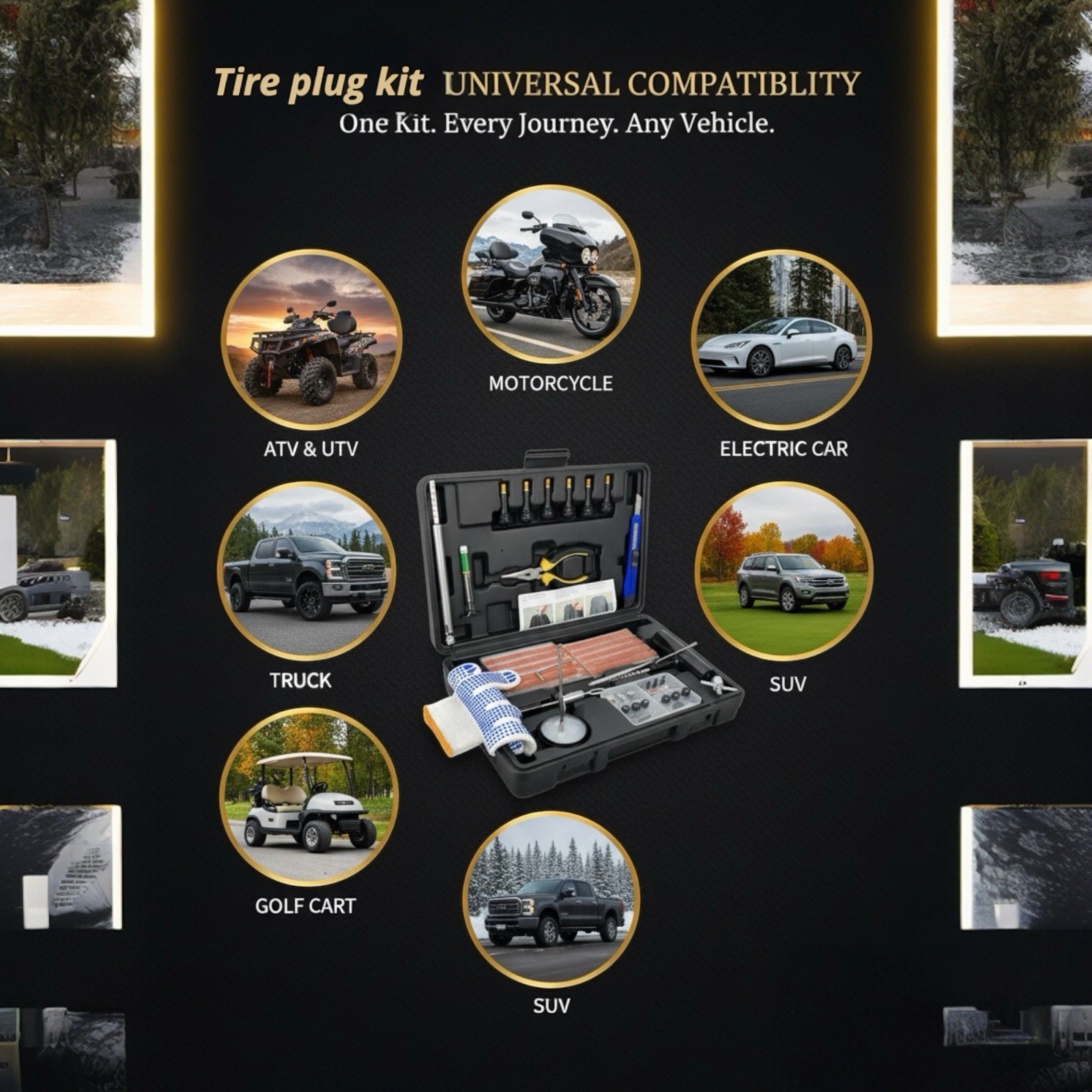 Tire Repair Kit 102pcs Heavy Duty Flat Tire Plug Kit for Car Truck SUV Emergency