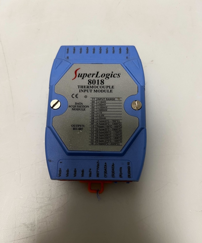 SuperLogics 8018 Analog Input Module | 8‑Ch Thermocouple/mV/V/mA | RS‑485