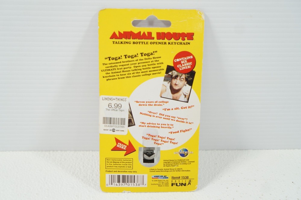 Animal House Talking Bottle Opener Basic Fun 2006