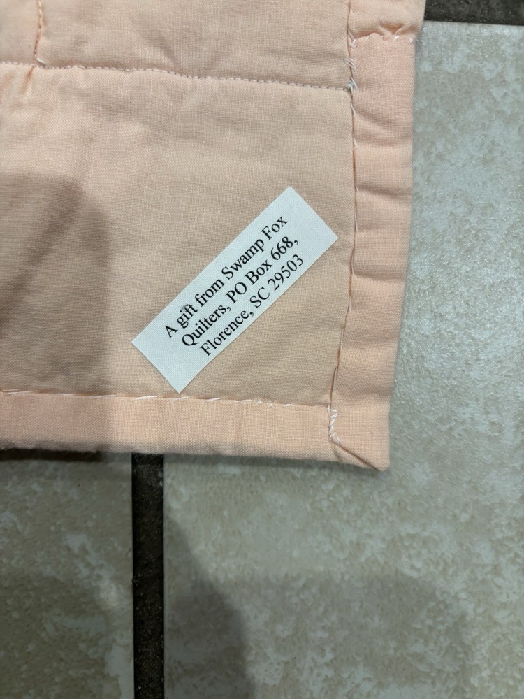 Handmade Quilt/Throw- Deep Green & Peach