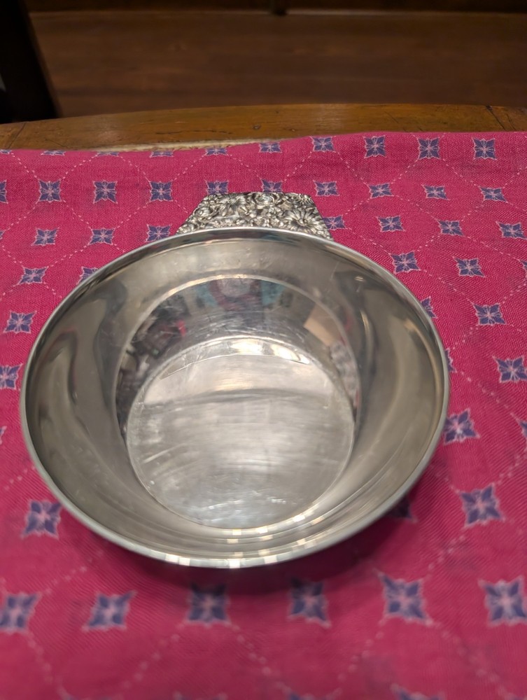 VTG Towle Silver Plated Contessina Trinket Dish Embossed Floral Handle EP 5.5”W