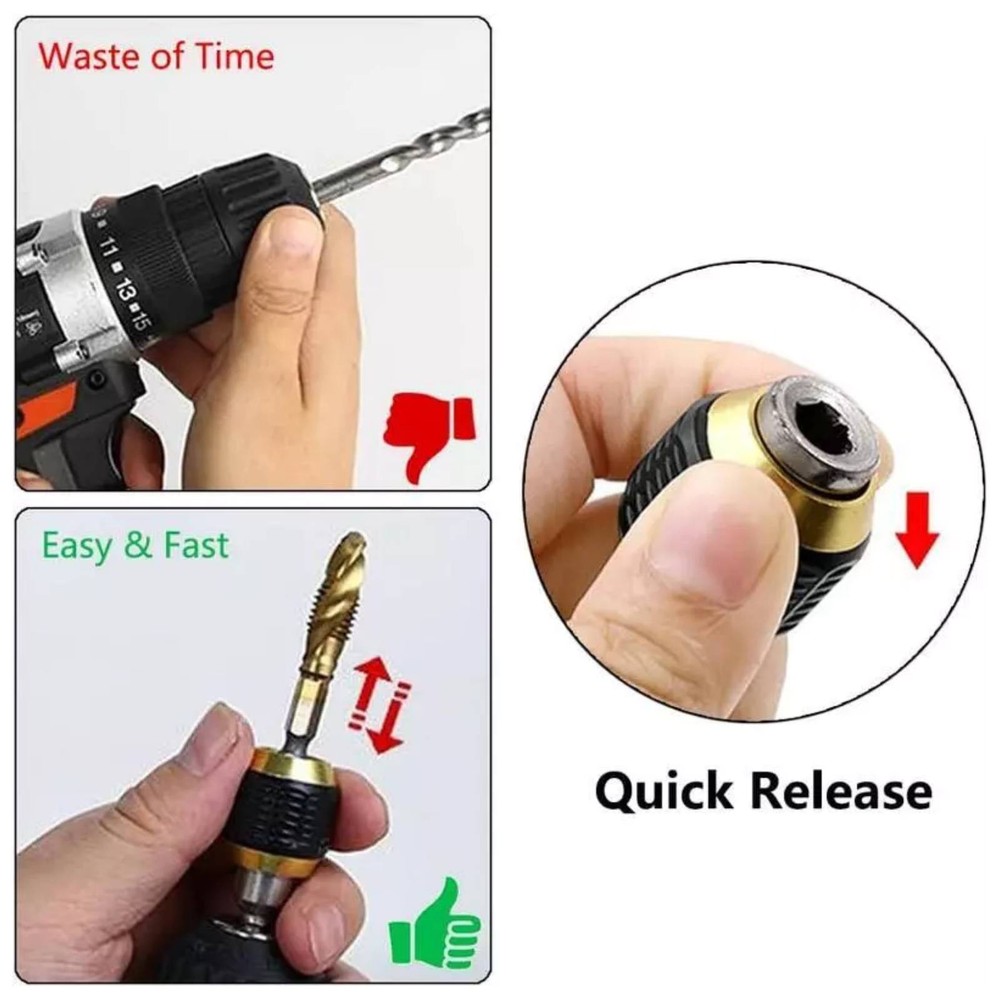 Durable 1/4" Hex Shank Quick Release Screwdriver Drill Bit Holder Extension Tool