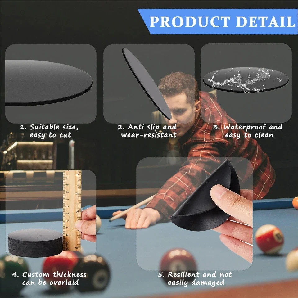 30 Pcs Billiard Pool Table Leg Shims, 3" Diameter Rubber Pool Table Leveling Kit